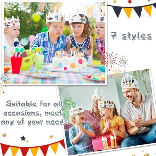 Thenshop 280 Pcs White Paper Crowns for Kids to Decorate, Classic Style