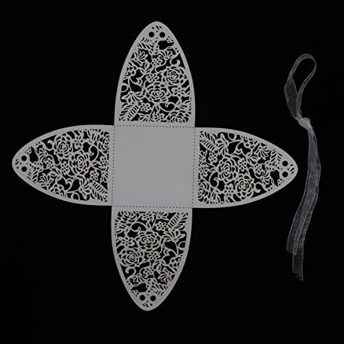 KPOSIYA Pack of 100 Laser Cut Rose Candy Boxes, Favor Boxes 2.5"x 2.5"x 3.1", Gift Boxes Bridal Shower Anniverary Birthday Party Wedding Favor (100,White)