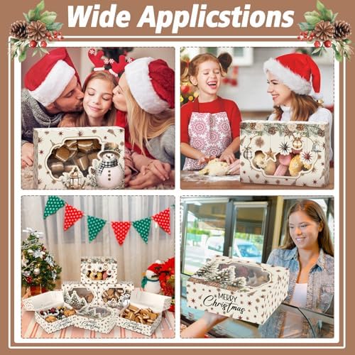 Eaasty 24 Pcs Christmas Cookie Boxes with Window Bulk, Neutral