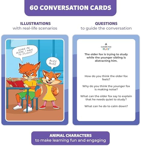 Who What Why Feelings Conversation Cards for Kids, Social SEL Game, Ages 4+
