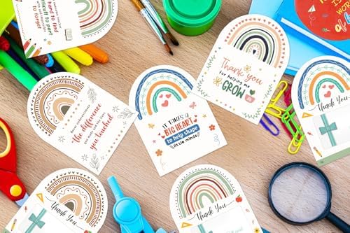 HEYINSEHN 24 Pcs Teacher Appreciation Gift Card Holders Bulk Thank You Cards for Teachers Graduation Appreciation Gifts Card Sleeves Rainbow Graduation Gift Card Holder of The Year Appreciation Gifts
