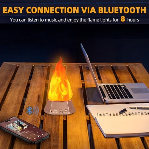 Toodour 2 Pack Outdoor Flame Lights with Bluetooth Speaker