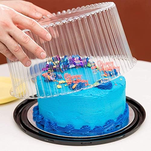 11-12" Cake Containers Carriers Plastic Disposable Carriers with Dome Lids and Cake Boards - 5 Round Cake Carriers for Transport | Clear Bundt Cake Boxes Cover(Large)