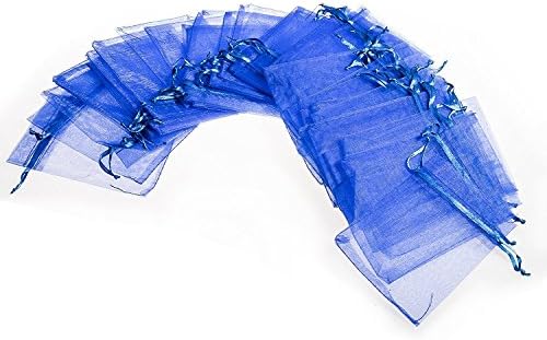 Wudygirl 100 PCS 5"x7" Organza Bags Blue Gift Bags with Drawstring