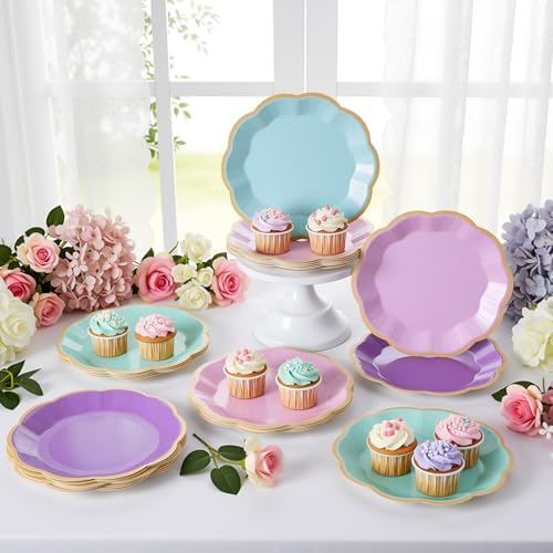 72 Pcs Mermaid Paper Plates 9 Inch Disposable
