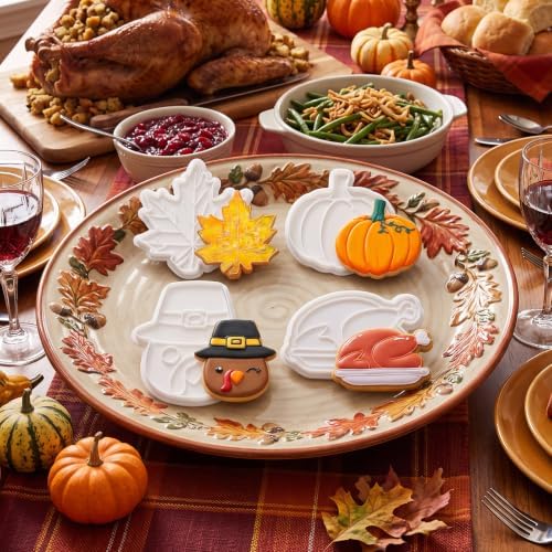 Thanksgiving Cookie Cutter Set of 4 Pumpkin Maple Leaf Turkey Baking 3.5" Cutter Molds Gifts Decorative Kitchen Cake Supplies