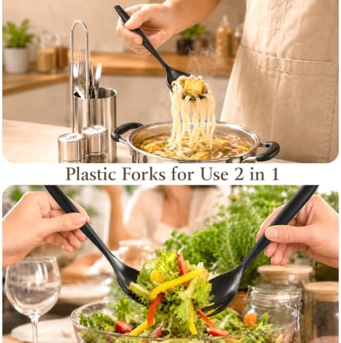 Mwellewm 72Pc Plastic Serving Utensils Set Disposable Tong Spoon for Buffet