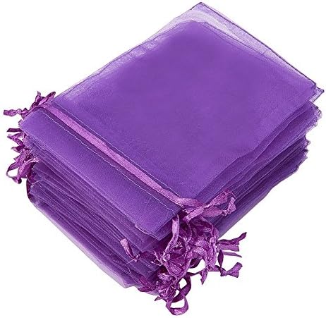 Wudygirl 100 PCS 5"x7" Organza Bags Purple Gift Bags with Drawstring