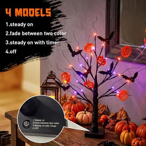 Vanthylit Halloween Decorations, Halloween Tree Lights, Lighted Black Tree