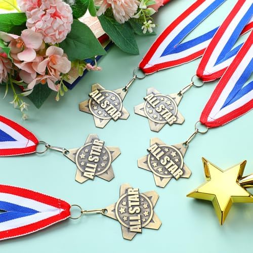 Quelay 30 Pcs 2 Inches Award Medals Bulk Medals Bulk with Neck Ribbons Metal Trophy Award Prize Gift for Tournaments, Competitions, Party, Kids and Adults