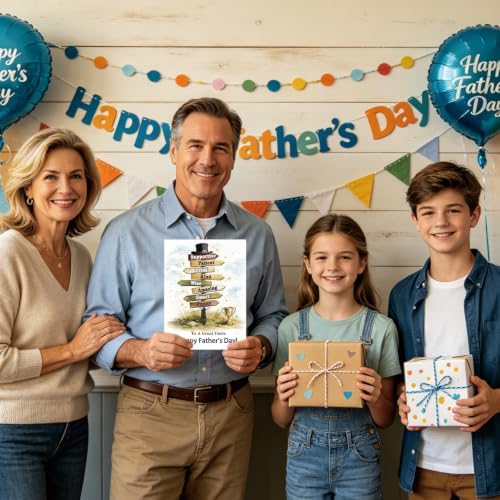 Fathers Day Card Gifts for Uncle from Nephew Niece, Meaningful Direction Sign Design with Emotional Message, Unique Cards for Father's Day Family Celebration and Love