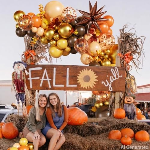 Fall Balloon Arch Kit, Orange Brown Balloons for Fall Decorations