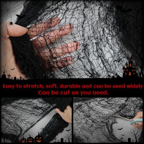5 Pcs Black Halloween Gauze Creepy Cloth Fabric Tapestry Decor Decorations