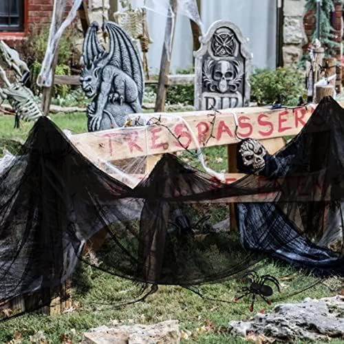 80×400 Inch Super Size Halloween Creepy Spooky Gauze Cloth Black Cheesecloth Scary Halloween Decorations for Haunted House Home Wall Patio Garden