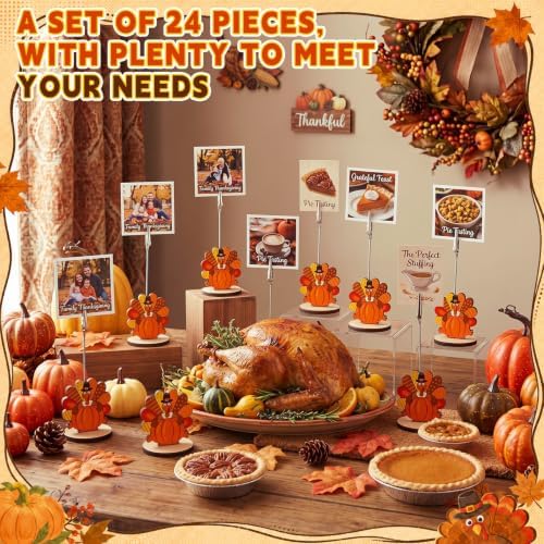 RattanView 24 Pcs Turkey Picture Holders Fall Photo Holder for Centerpieces