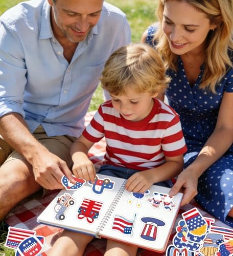 HSHFAMIIY 4th of July Stickers - 4th of July Outfits for Women, 100Pcs Patriotic Stickers - Memorial Day Scrapbooking, 4th of July Accessories Decorations Gifts Crafts Activities Party Favors for Kids