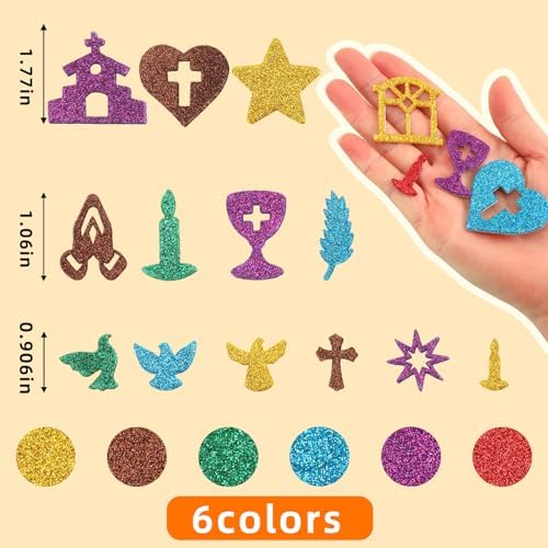 600Pcs Christian Glitter Foam Stickers Adhesive Bible Stickers