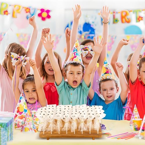 48-Hole Wooden Cake Pop Stand for Drying/Display ，300 Accessories（Cake Pop Bag x100，Gold Twist Tie x100，Cake Pop Stick x100）- Dessert Table Holder for Birthdays, Baby Shower, Weddings