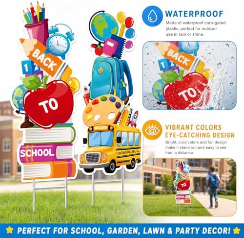 Welcome Back to School Sign - 2 Pcs First Day of School Yard Signs