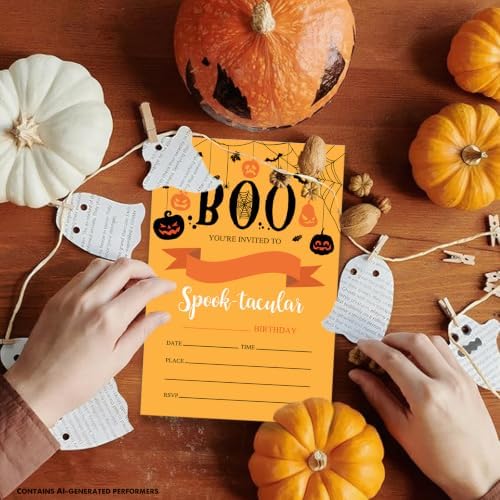 Dumyum 20 Halloween Birthday Invitations with Envelopes