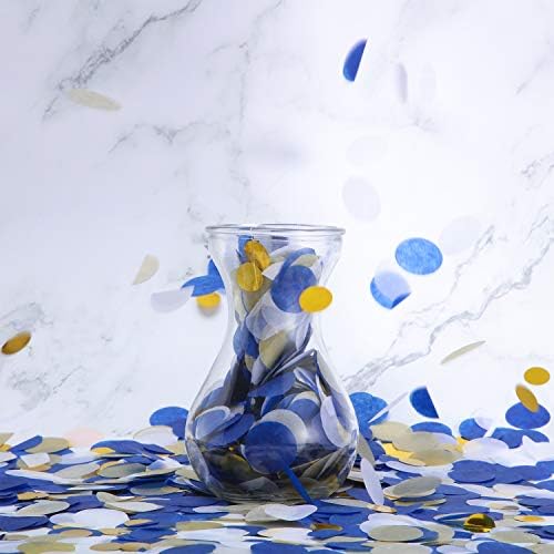TecUnite Blue Gold Confetti Tissue Table Confetti, 2.5 cm