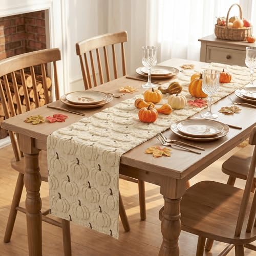 Artoid Mode Beige Soft Faux Fur Fall Table Runner 13x48 Inch