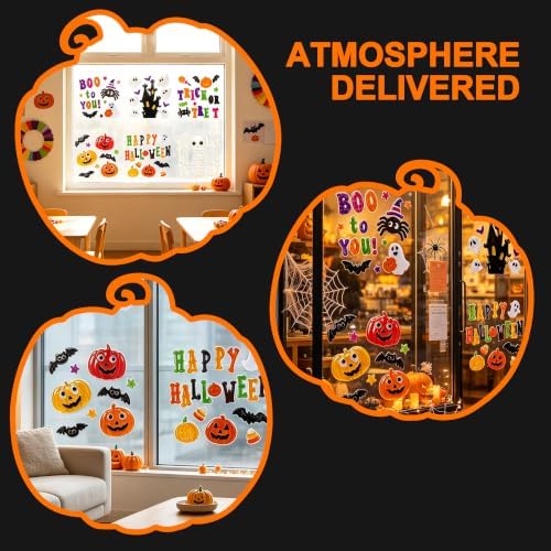 6 Sheets Halloween Window Gel Clings, Halloween Window Stickers for Glass