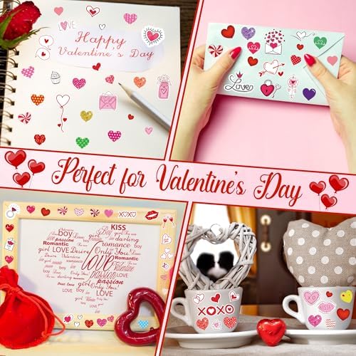 1140Pcs Valentines Stickers, 30 Sheets Valentine Day Cute Heart Stickers, Love Sticker Bulk for Valentines Day Decorations Prizes Gifts Box Envelopes Cards Decor Crafts Party Favors Supplies