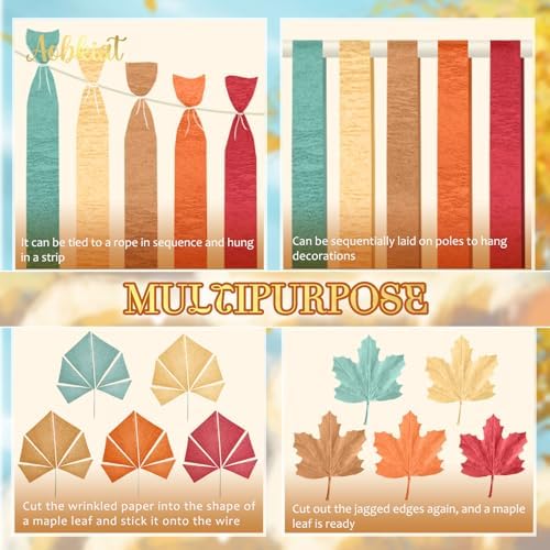 AOBKIAT Fall Colorful Streamers Party Decorations,5 Rolls