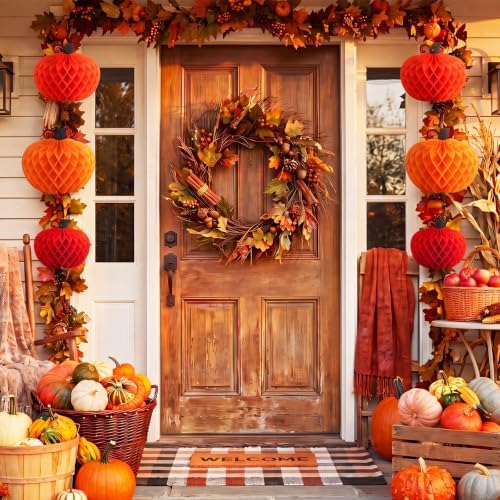 Fourluoo Fall Pumpkin Table Centerpiece Decorations