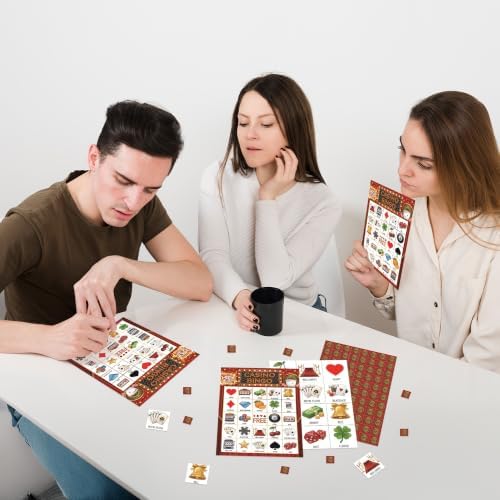 Casino Party Bingo Game Cards, Las Vega Bingo Set for Adults Large Group, Casino Themed Fun Games, Las Vega Party Activities, Icebreaker Games for Family Friends, 07