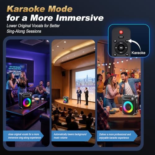 Karaoke Machine with 3 Zero Delay Mics for Adults, Karaoke Set for Parties