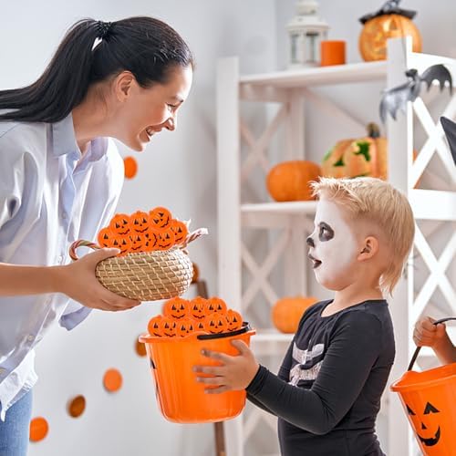 FOIMAS Halloween Pumpkin Candy Box, 60pcs Mini Plastic Pumpkin Containers Fillable Candy Treat Storage Box for Trick or Treat Halloween Party Decoration