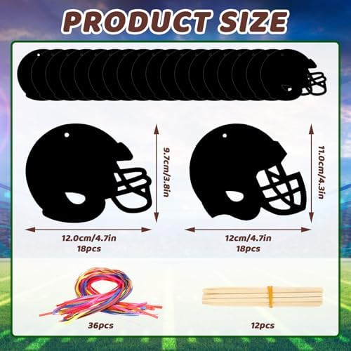 JULMELON 36 PCS Football Scratch Art Kids, Helmet Crafts Party Favors