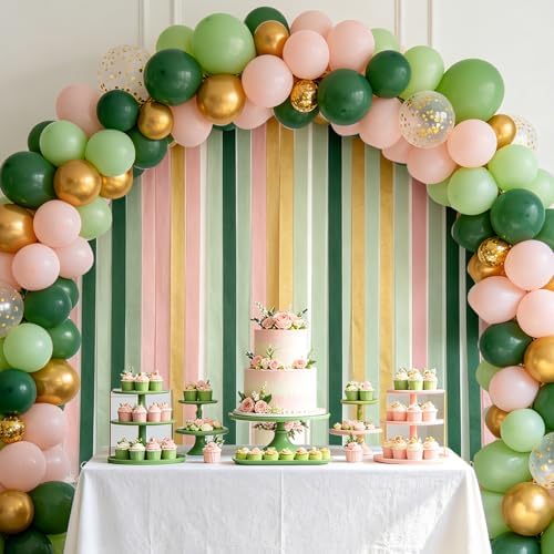 8 Rolls Sage Green Crepe Paper Streamers Party Decorations for Boho Wedding, Baby Shower, Engagement Party, Spring Party, Birthday Party Supplies