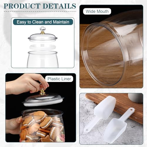 Nuogo 4 Pcs Plastic Candy Jars with Lid Unbreakable,Stylish,64 oz