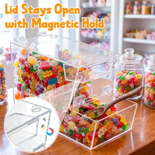 Clear Acrylic Candy Bin, Hinged Lid, Open Front, 4.5''x10.5''x6''