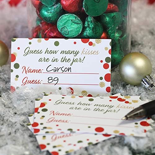 DISTINCTIVS Christmas How Many Kisses Game, Sign and 30 Guessing Cards