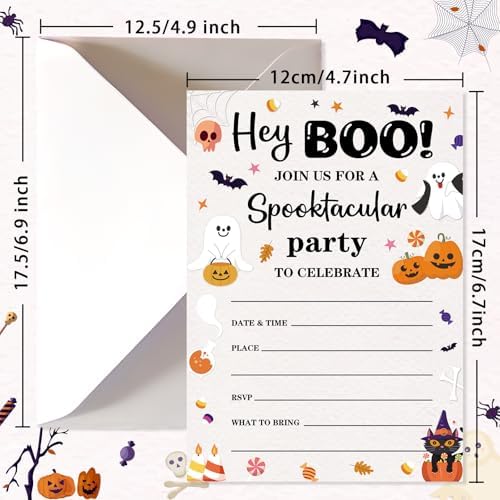 20 Halloween Birthday Invitations Cute Ghost Pumpkin Halloween Party Invitations Cards With Envelopes Halloweens Invites for Teens Birthday Party Favor Decorations Supplies