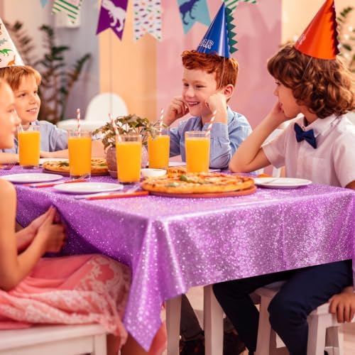 8 Pack Pink Dot Laser Plastic Tablecloth 54" x 108" Disposable Table Cloths for 6 to 8 Foot Tables Rectangle Table Cover for Parties (Pink Dot Laser, Rectangle)