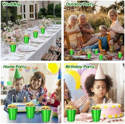 Vumdua Green Plastic Cups Disposable Cups, 12 oz Plastic Party Cups for Christmas, St Patrick's Day, Wedding, Birthday Party Supplies, Pack of 40