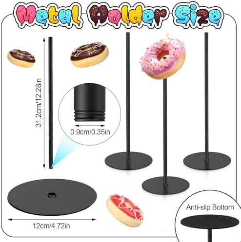 2 Pcs Metal Donut Display Stand Tower for Dessert Table, Black