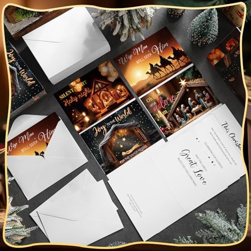 Eersida 100 Pcs Christian Christmas Cards Envelopes, Classic Style