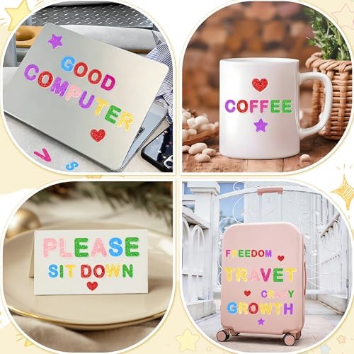 Foam Letter Stickers,540 PCS Glitter Foam Alphabet Number Stickers,7 Colors