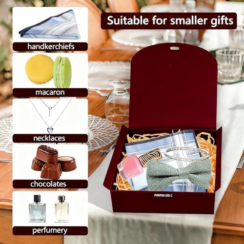 10pack Gift Boxes with Lids, Red Gift Boxes for Presents with Ribbons