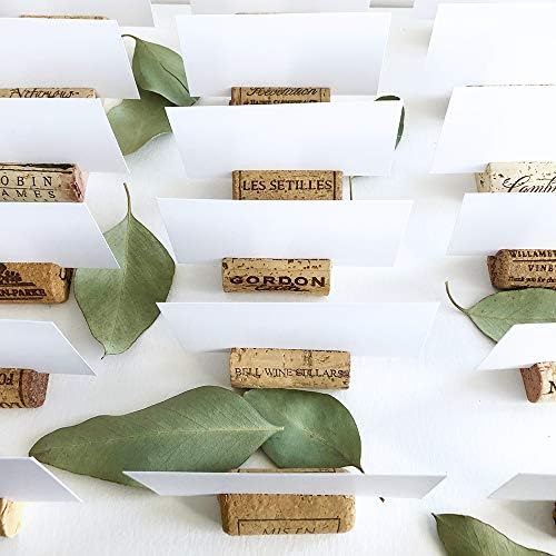 Premium Recycled Cork Place Card Holders - Set of 25 with Place Cards - Rustic Wine Theme Table Decor - Perfect for Vineyard Weddings