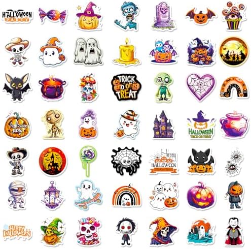 Halloween Stickers, 100Pcs Halloween Pumpkin Theme Stickers Bulk, Vinyl Waterproof Halloween Holiday Party Sticker Gifts for Kids Teens Adults, Horror Sticker