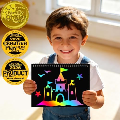 ZMLM Scratch Paper Art-Crafts Gift: 2 Pack Rainbow Notebooks Supplies Toys