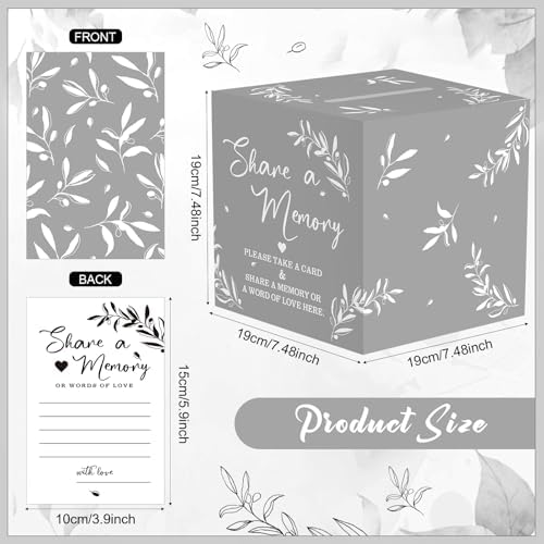Pajean 50 Pcs Share a Memory Cards for Collections of Life, Memory Cards Box for Guest Ideas Funeral Graduation Wedding Bridal Shower Birthday Anniversary Retirement(Grey,Trendy)