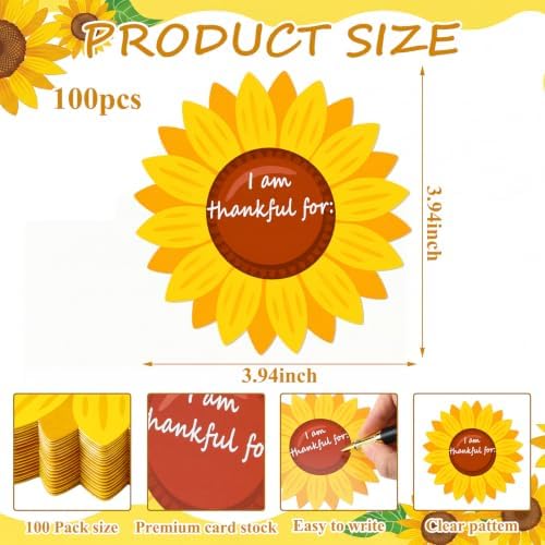 Qilery 100 Pcs Summer Table Place Cards Sunflower Cutouts